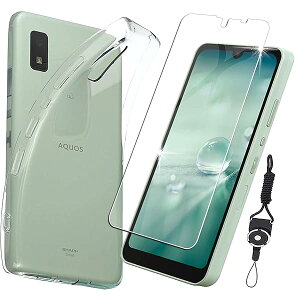 AQUOS wish / Wish2 ガラスフィルム + ケース クリア TPU SHG06/SH-51C/A104SH/SH-M20 フィルム 硬度9H 強化ガラス + SHG06/SH-51C/A104SH/SH-M20 ケース 透明 耐衝撃 擦り傷防止 スマホケース 耐水 防指紋 送料無料
