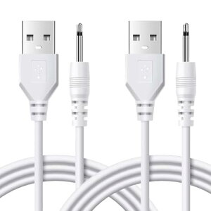 ハンディマッサージャー USB充電ケーブル 交換用 1m充電ケーブル 2本セット 高速DC充電ケーブル 充電コードなどにも対応 直径2.5mm 長さ17mm マアタッチメント付き 送料無料