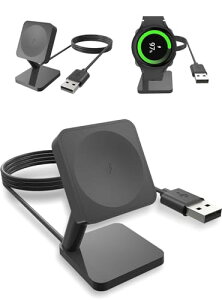 Galaxy Watch 対応 充電ケーブル USB充電 Galaxy Watch Ultra / Watch 7 / Watch FE / Watch 6 / Watch 5 / Watch 5 Pro 対応 充電ケーブルスタンドの交換部品 長さ100CM 磁気吸着 高耐久 便利性(ブラック)