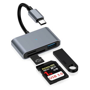 SDJ[h[_[ 3in1 }` ϊA_v^ OTG@\ Type C USB JA_v^ ` o f[^] USB C / SD / TF / USB3.0J[hƌ݊ ϋvP[u ʐ^ / rfI] ݒsv 