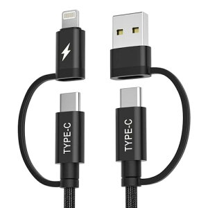 4in1 USB Type C [dP[u 1M 60W [d R[h ^CvC Micro USB P[u f[^] ϋv iC Ή\ iPhone 16 15 14 13 12 Pro Max / Mac / Galaxy S24 S23 / Z Flip 5 4 / Pixel 8 7 Ȃ ub