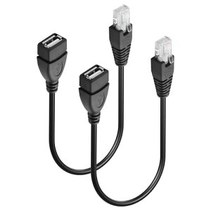 USB RJ45 �ϊ��P�[�u�� 30cm 2�{�Z�b�g USB���X RJ45 8P4C�I�X �C�[�T�l�b�g �����P�[�u�� �m�[�g�p�\�R�� / ���[�^�[ / ADSL���f�� / �Ď��J�����Ή� 30cm ��������