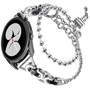 送料無料 Galaxy Watch FE / 7 / 6 Galaxy Watch 6 Classic Galaxy Watch 5 / 4 メタルバンド Galaxy Watch 5 pro Galaxy Watch 4 Classic チェーン ビーズリンク 20mmバンド ゴージャス ステンレス高級バンド ダブルサークル