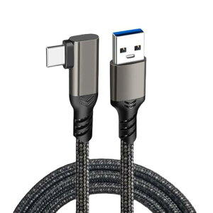 USB Type C ケーブル L字 1M 3A急速充電 10Gbps高速データ転送 USB3.2 Gen2 タイプ c ケーブル USB A to USB Cケーブル 高速充電 高耐久ナイロン編み USB C機器対応 送料無料