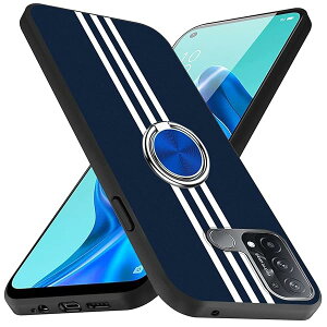 OPPO Reno5 A ケース 耐衝撃 TPU 指紋防止 シリコン 車載ホルダー 360°回転 ストラップホール付き 滑り止め 落下防止 全面保護カバー (ブルー) 送料無料