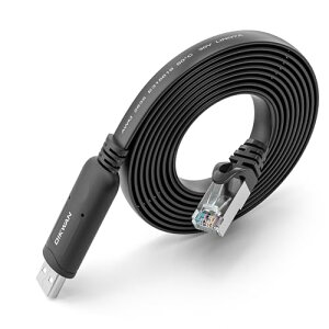 USB Console Cable UART Serial Cable Essential Accesory Compatible with Cisco NETGEAR Ubiquity Routers / Switches for Laptops in Windows Mac Linux (Black 10ft)