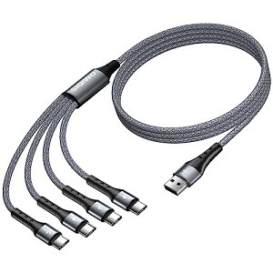 USB C ケーブル 急速充電 120cm 1.2M 2パック QC 3.0(3A) USB C スプリッターケーブル 4in1 充電コード 4つのタイプCポート付き iPhone 16 15 Pro / iPad Air / Pro / Samsung Galaxy S24 S23 / Sony Xperia / LG / Fujitsuに対応 送