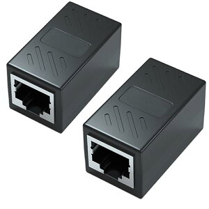 RJ45 LAN�P�[�u���p���p�R�l�N�^ 2���� ���� �A�_�v�^ ���X-���X 8P8C 100�M�K�r�b�g �`���Ή� �����b�L�ړ_ �l�b�g���[�N�P�[�u�� Cat7/Cat6/Cat5e/Cat5�p�̃l�b�g���[�N�[�q�i�u���b�N�j ��������