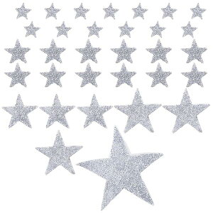 32個 5サイズ アイロン接着スターパッチ ラインストーン シルバー 接着剤 アップリケ 接着剤 スターパッチ ホットグルー ラインストーン 星 グリッタークリスタルパッチ 衣類用 ジーンズ 修