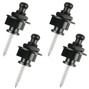 ギター ストラップロックピン 金属製バックル 落下防止 ワンタッチで脱着可能 取り付け簡単 楽器用 エレキ アコースティック ベースなど 4個セット (ブラック) 送料無料