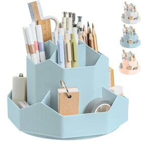 ペン立て 360度回転 ペンホルダー ペンスタンド 大容量 鉛筆立て 卓上 オフィス ぺんたて 9グリード分類鉛筆たて 回転ペンホルダー 多機能 分類箱 文房具収納ボックス 化粧品 収納 便利 オフ