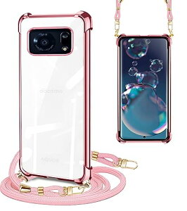 AQUOS R6 ケース クリア ショルダー耐衝撃カバー ストラップ AQUOS SH-51B A101SH スマホケース aquos r6 サムスン 肩掛け 斜めかけ 縄掛けケース透明 TPU ストラップ付き 薄型 軽量 紐付き 取り外し可能