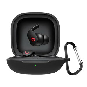 Beats Fit Pro ケース Beats Fit Pro 保護カバー Beats Fit Pro ケース 柔らかい シリコン製 落下防止 キズ防止 耐衝撃 防塵 軽量 装着充電可能 カラビナ付き 紛失防止 (ブラック)