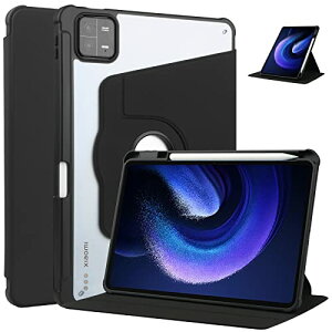 Redmi Pad Pro 12.1インチ ケース 縦置きカバー 360度回転式 スタンド 軽量 耐衝撃 透明バックカバー Android タブレット Redmi Pad Pro 12.1 保護ケース (ブラック) 送料無料