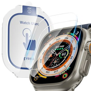 Apple Watch �E���g�� 2 / 1 �t�B���� 49mm �K���X�t�B���� �K�C�h�t�� �ی�t�B���� �����K���X ��ʕی� ���^ �\��t���֗� [2���g] for Ultra 2 / 1 Apple Watch Ultra 2 / 1 �t�B���� 49 mm ��������