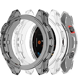 Garmin Fenix 7 / Fenix 7 Pro �P�[�X TPU �\�t�g �h�Ռ� �y�� ���^ �K�[�~�� Fenix 7 �J�o�[ �����h�~ �����Ή� Fenix 7�ی�J�o�[ �o���p�[ (�N���A+�u���b�N) [2���Z�b�g] ��������
