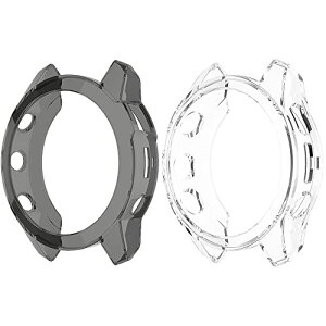 Garmin Fenix 7X �P�[�X TPU �\�t�g �h�Ռ� �y�� ���^ �K�[�~�� Fenix 7X �J�o�[ �����h�~ �����Ή� Fenix 7X�ی�J�o�[ �o���p�[ (�N���A+�N���A�u���b�N) [2���Z�b�g] ��������