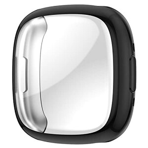 Fitbit Versa 4 / Sense 2P[X tBbgrbg Versa4 [SʕیJo[ ] C菝h~ _炩TPU tBbgrbg Versa 4 op[ yʔ^ ϏՌ bLH Fitbit Versa4 یJo[ (ubN) 