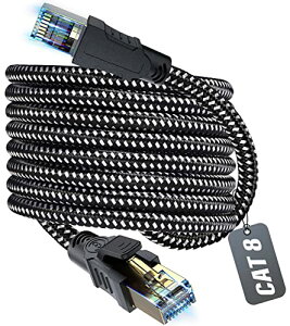 LAN�P�[�u�� 7.5M CAT8���� ���b�V�� �J�e�S���[8 RJ45 �R�l�N�^ ������40Gbps / 2000MHz �ґg�i�C���� �C�[�T�l�b�g�P�[�u�� �ܐ܂�h�~ �L�������P�[�u�� �V�[���h ���f�� ���[�^ PS5 PS4 PS3 Xbox PC�Q�[