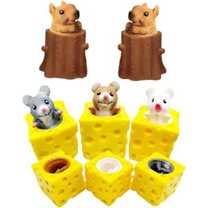 スクイーズ玩具フィジェットおもちゃ 5pcs 減圧グッズ プッシュポップ チーズに隠れたネズミおもちゃ スクイーズおもちゃ 高反発おもちゃ おもしろグッズ 不安軽減 暇つぶし インテリジェ
