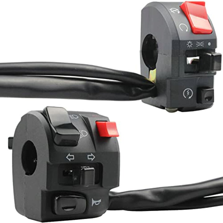 Amazon.co.jp: 7/8" 22mm オートバイハンドルスイッチの組み合わせホーンスイッチステアリングスイッチヘッドライトスイッチスタート スイッチ : 車＆バイク 7''8 22mmハンドルバー オートバイホーンターンシグナルコントロールボタンスイッチ アルミ合金スイッチ セルフ