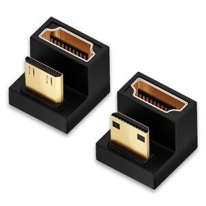 Mini HDMI �I�X - HDMI ���X �A�_�v�^�[ 180�x�p�x�t�� 2�Z�b�g U�� U�^ �~�j HDMI �I�X - HDMI ���X�A�_�v�^ �����/������ Mini HDMI �����A�_�v�^ 8K@60Hz 4K@120Hz �e���r HDR �t��HD �|�[�^�u���f�B�X�v��