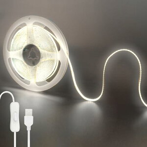 5V COB LEDXgbvCg XCb`t2 2M F 6500K 320LED/m 3.5W/m 8mm hIP20 1M USB (I/It) XCb`P[u 22AWG DIY ƒ̃CeAp 