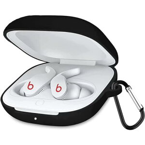 Beats Fit Proケース カバー Beats Fit Pro シリコン素材 ケース 保護カバー 落下防止 キズ防止 耐衝撃 軽量 装着充電可能 防水防塵 カラビナ付き(ブラック)