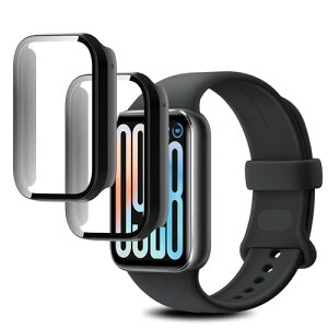 Xiaomi smart band 9 Pro �P�[�X �J�o�[ �t�B���� �K���X�t�B���� ��̌^ �S�ʕی� �����ߗ� �����x�^�b�` �y�� �Ռ��z�� �w��h�~ �h���h�o (�u���b�N*2) [2���Z�b�g] ��������