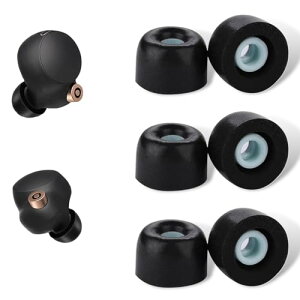 低反発イヤーピース イヤーチップ スポンジ耳栓カバー ヘッドフォン耳栓 SONY用 WF 1000XM4 / 1000XM5適用 イヤーキャップ ウレタン製 低反発イヤホンカバー イズ低減 遅いリバウンド 音質を向上