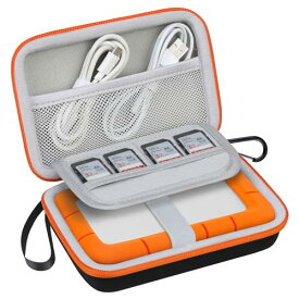 ハードドライブ キャリング ケースLaCie Rugged Mini / Rugged 外付けハードドライブ ポータブルHDD 1TB 2TB 4TB 5TB USB 3.0 2.0ハードEVA耐衝撃保護ストレージホルダートラベルバッグ ブラック+オレンジ