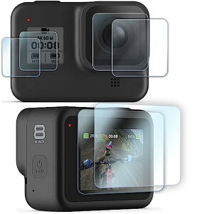Hero 8 Black �K���X�t�B���� �����K���X �A���`�X�N���b�` 2 x�^�b�`�p�l�� �K���X�t�B���� +2 x�����Y �K���X�t�B����+ 2 xLED�X�N���[�� PET�t�B���� �����K���X�t�B�����Z�b�g [6��] ��������