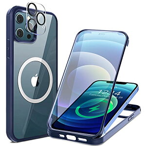 iPhone 12 Pro �P�[�X �N���A ���ʋ����K���X 360°�S�ʕی� [MagSafe�Ή�] [�J�����t�C������] [�s�q�^�b�`] �}�O�Z�[�t ���C�����X�[�d�Ή� �ϏՌ� �A�C�t�H�� 12 Pro ���� �}�O�Z�[�t �P�[�X �X�}