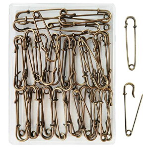 安全ピン 45mm 45pcs アンティークブロンズ 特大 ロック安全ピン おしゃれ 安全ピン大 セイフティピン 事務用品 縫製 工芸手作り 編み物ツール 腕章止め 布団カバー止め ロック針 送料無料