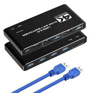 HDMI KVMXCb` 2x1 ؑ֊ 4K 60Hz KVMؑ֊ 21o HDMI 2.0|[g 4 USB KVM|[g 1̃j^[2̃p\RL CXL[{[h }EX USBfBXN v^[ USBJ Ή