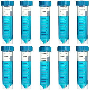 遠沈管 遠心分離 遠心チューブ 50ml 10個セット プラスチック製遠心分離管 ポリプロピレン目盛付き遠沈管 自立型 ねじ式キャップ付き クリアチューブ 多機能 コーヒー豆 / 錠剤 / ビーズ / 種