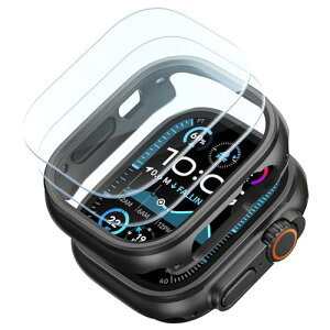 Apple Watch Ultra 2 / Ultra 1 P[X(2024/2023/2022 49mm) یJo[ KXtB 2 Armorite Series AbvEHb`Jo[ Sʕی Ϗ wh~ ubN 