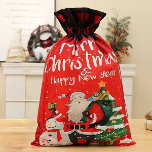 クリスマス 袋 ラッピング 大 35×50CM 巾着 バッグ サンタ袋 雑貨 収納 ギフト プレゼント 厚手 北欧風 おしゃれ 可愛い 赤 レッド 1個 (B) 送料無料