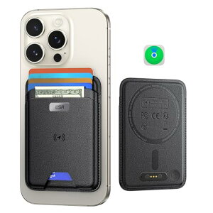 MagSafeカードケース「探す」Find My 機能付き 5枚カードホルダー iPhone 強力マグネットウォレット ウォレットトラッカー iPhone 16 15 14 13 12シリーズ 13 12 mini非対応 ブラック