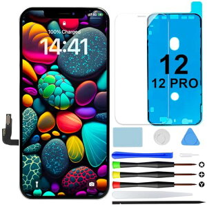 iPhone 12 tpl iPhone 12 Pro LCD fW^CU[ t[ 6.1C` Cc[t KX یtB hV[ 3D^b`Ή A2172 / A2402 / A2404 