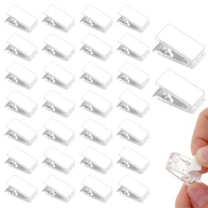 クリアクリップ 30個セット ダブルクリップ 粘着テープ付き ミニサイズ 透明クリップ 三角クリップ ブッククリップ 学校 事務用品 手作り オフィス用 文房具