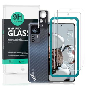 Xiaomi 12T 5G �ی�t�B���� �X�N���[���v���e�N�^�[ �����K���X 2�� �J���������Y�v���e�N�^�[ 1�� �����ăJ�[�{���t�@�C�o�[�t�B���� 1�� �w��ǂݎ�� ���t���ȒP (6.67�C���`) ��������