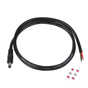 2x1.5mm2 純銅 DC5521コネクターピグテールケーブル DC 5.5mm x 2.1mm オスプラグ ベアワイヤー オープンエンド電源ケーブルサプライ修理ケーブル ポータブル電源ステーション DVR CCTV アンプ カメラ