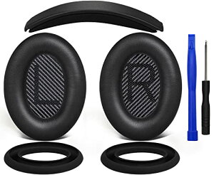 Bose QuietComfort 35 QC35 QC35 ii Over Ear �w�b�h�Z�b�g �����L�b�g �C���[�p�b�h + �w�b�h�o���h + �C���[�p�b�h�J�o�[ �w�b�h�z�� �݊��i ��֕i �p�b�h �򉻖h�~ �N�b�V���� (�u���b�N)