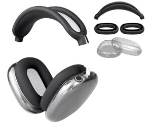 AirPods Max TPU �J�o�[ �{ �w�b�h�o���h �J�o�[ �{ �C���[�p�b�h �P�[�X �����ʕی� �L�b�g �L�Y�h�~ ���ɋ��� ��y�ɐ􂦂� �h�o �y�� ���^ (�u���b�N) ��������