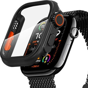 Apple Watch Series 10 46MM ケース 高精細 硬質PC一体型 保護カバー Apple Watch 10 46MM カバー ブラック 送料無料