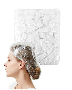 シャワーキャップ 使い捨て 100枚入り 防水 透明 ヘアキャップ ヘアカラー用 髪染め用 お風呂 / 温泉スパ / ヘアサロン / 調理 / 業務 / 作業用 フリーサイズ 男女兼用