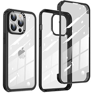 iPhone 14 Pro Max �P�[�X 6.7�C���` 360�x�ی� �����K���X + PC + TPU �o���p�[ �ϏՌ��� �C�菝�h�~ ���^ Qi�[�d�Ή� �y�� �����h�~ �w��h�~ �A�C�t�H��14 �v���}�b�N�X �p�J�o�[ (�u���b�N) ��������