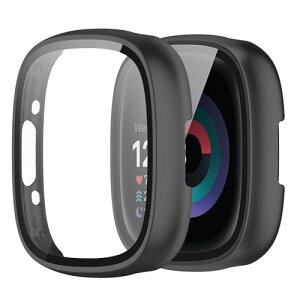Fitbit Sense 2 / Versa 4 Jo[ P[X PC KXtB̌^ Sʕی d\ ho LYh~ y (ubN) 
