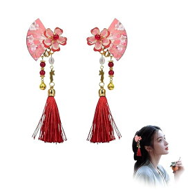 扇子 髪飾り ヘアクリップ 扇 花 古典 ヘアピン ゴールド金属花 かわいい鈴付きおしゃれ扇子 ゴールド金属花 かわいい鈴付き 和装 浴衣 子供髪飾り 入学式 卒業式 古風 写真撮影 着物に適用 送料無料